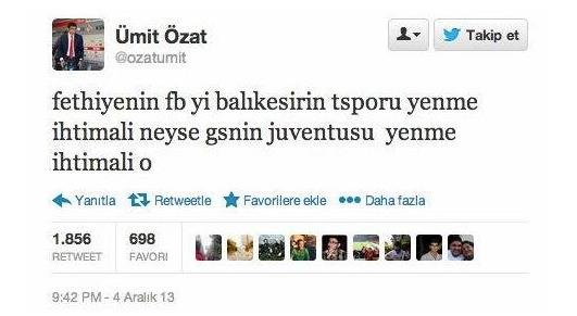 Ümit Özat'ın tweeti alay konusu oldu Ümit Özat'ın tweeti alay konusu oldu