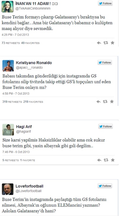 Buse Terim, Galatasaray'ı sildi Buse Terim, Galatasaray'ı sildi