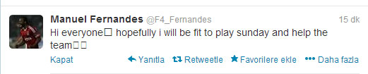 Fernandes'ten derbi tweeti Fernandes'ten derbi tweeti
