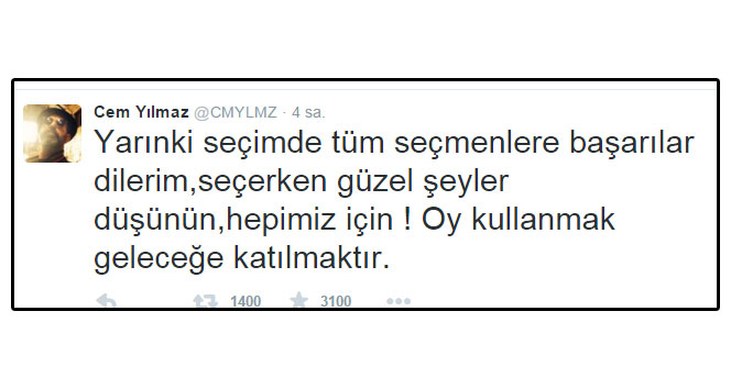 Cem Yılmaz'dan seçim çağrısı Cem Yılmaz'dan seçim çağrısı