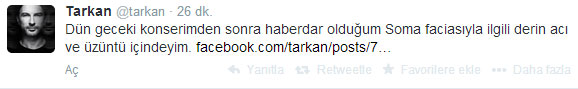 Tarkan'dan Soma açıklaması Tarkan'dan Soma açıklaması
