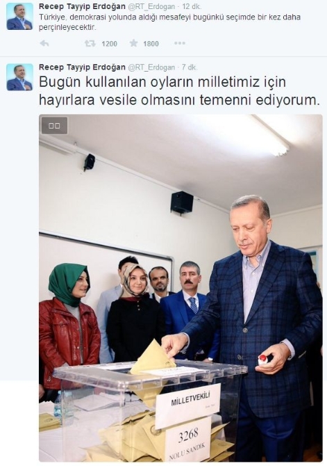 Erdoğan'dan '1 Kasım' tweeti Erdoğan'dan '1 Kasım' tweeti