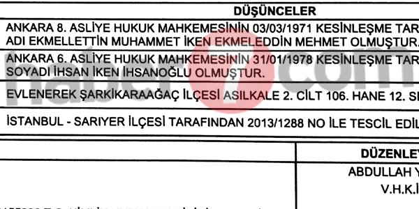 İşte Ekmeleddin İhsanoğlu'nun adını değiştirme nedeni İşte Ekmeleddin İhsanoğlu'nun adını değiştirme nedeni
